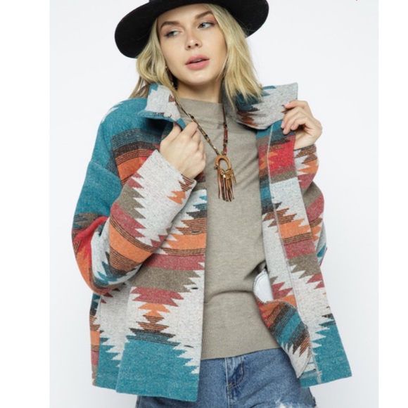 Last L then sold out! Bohemian Aztec Southwest Pattern Jacket - Picture 8 of 17